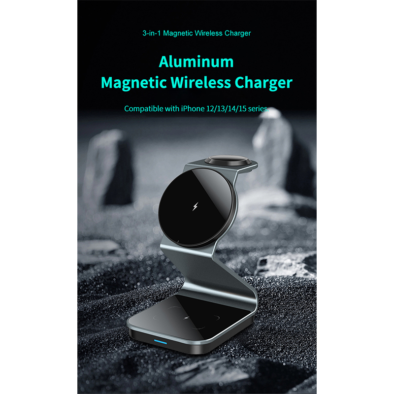 iWatch Watch/Mobile Phone/TWS Earphones Three-In-One Magnetic Wireless Charger